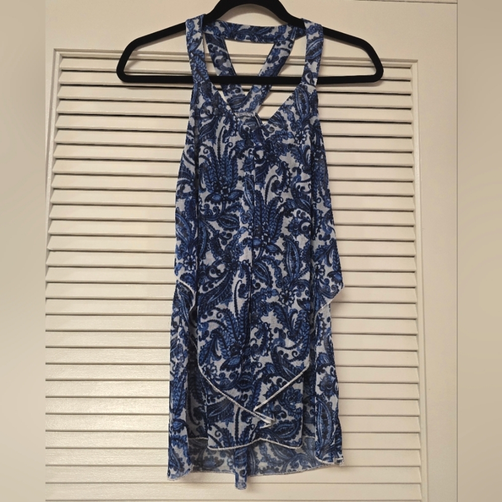 Sheer Lightweight Paisley Floral Sleeveless Racerback Top